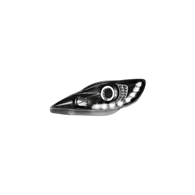 Phares DAYLINE Peugeot 107 05+ avec Feux Diurne Led LED  Noir