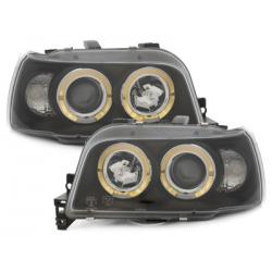 Phares Renault Clio I 90-96  avec 2 Anneaux lumineux Angel Eyes   Noir