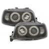 Phares Renault Clio I 90-96 avec 2 Anneaux lumineux Angel Eyes Noir Phares Renault Clio I 90-96 avec 2 Anneaux lumineux Angel Eyes Noir