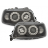 Phares Renault Clio I 90-96 avec 2 Anneaux lumineux Angel Eyes Noir Phares Renault Clio I 90-96 avec 2 Anneaux lumineux Angel Eyes Noir