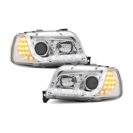 Phares DAYLINE Renault Clio I 90-96 avec Feux Diurne Led  Chrome