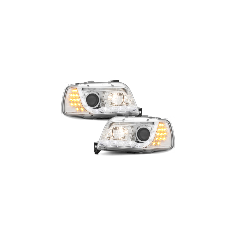 Phares DAYLINE Renault Clio I 90-96 avec Feux Diurne Led  Chrome
