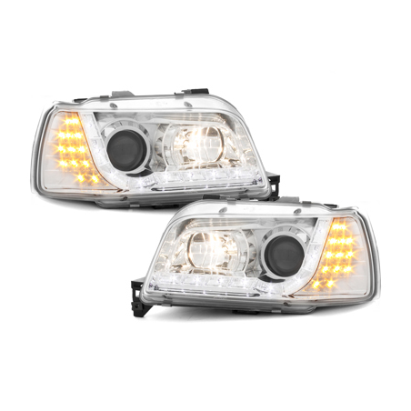 Phares DAYLINE Renault Clio I 90-96 avec Feux Diurne Led  Chrome