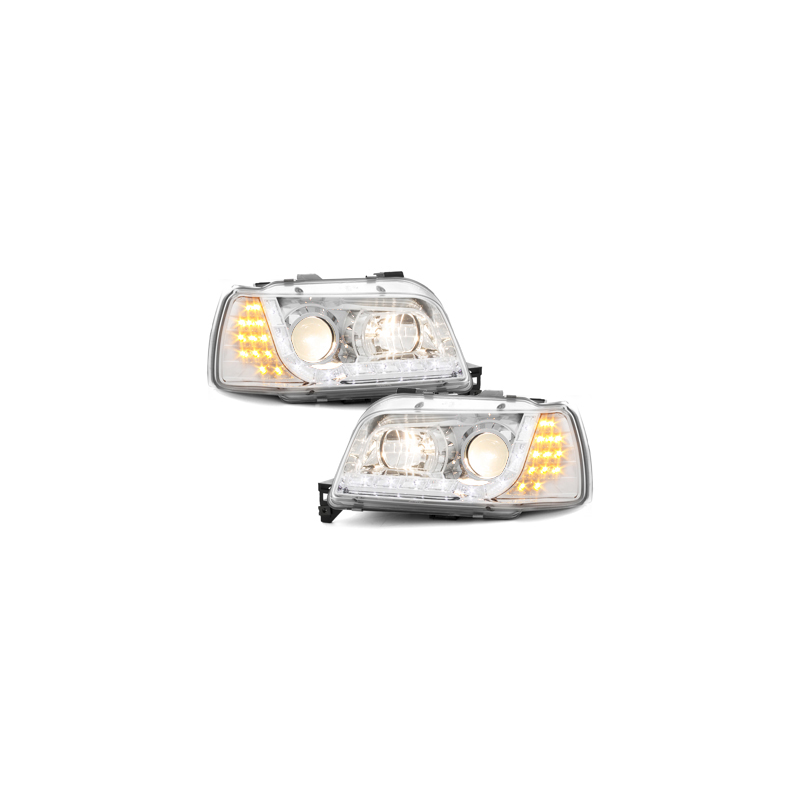 Phares DAYLINE Renault Clio I 90-96 avec Feux Diurne Led  Chrome