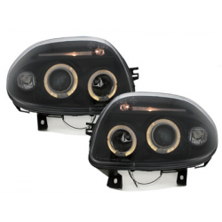 Phares Renault Clio II 98-01  avec 2 Anneaux lumineux Angel Eyes   Noir