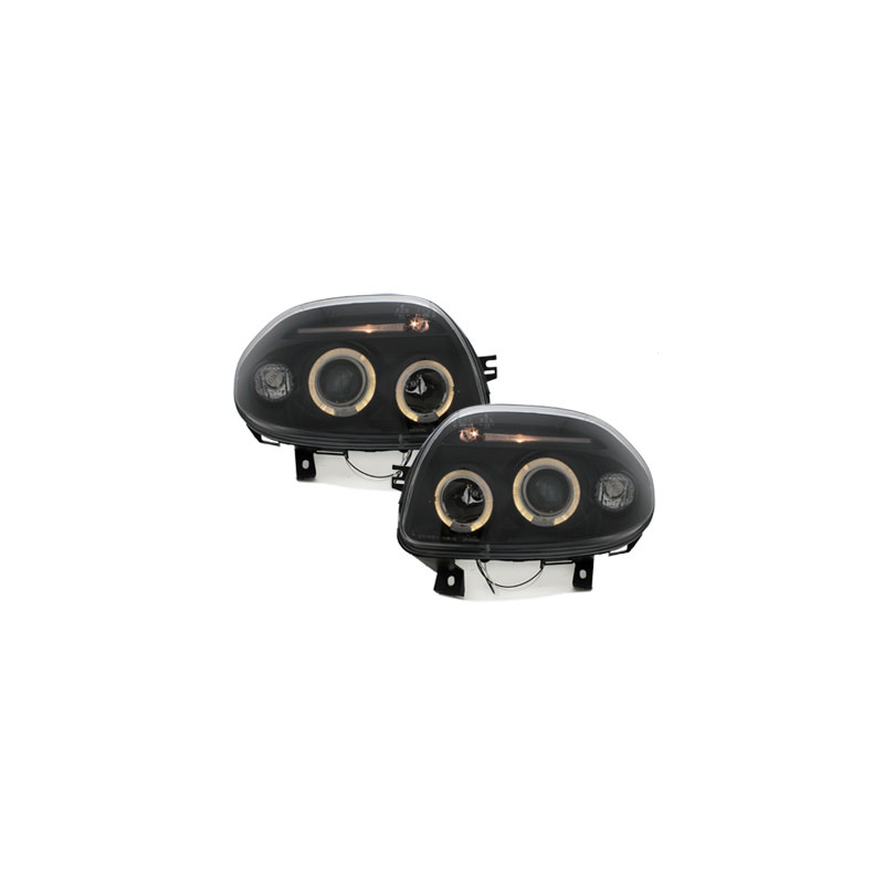 Phares Renault Clio II 98-01  avec 2 Anneaux lumineux Angel Eyes   Noir