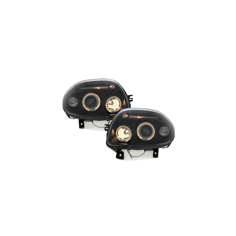 Phares Renault Clio II 98-01  avec 2 Anneaux lumineux Angel Eyes   Noir