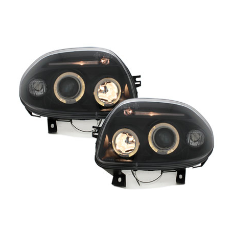 Phares Renault Clio II 98-01 avec 2 Anneaux lumineux Angel Eyes Noir Phares Renault Clio II 98-01 avec 2 Anneaux lumineux Angel Eyes Noir