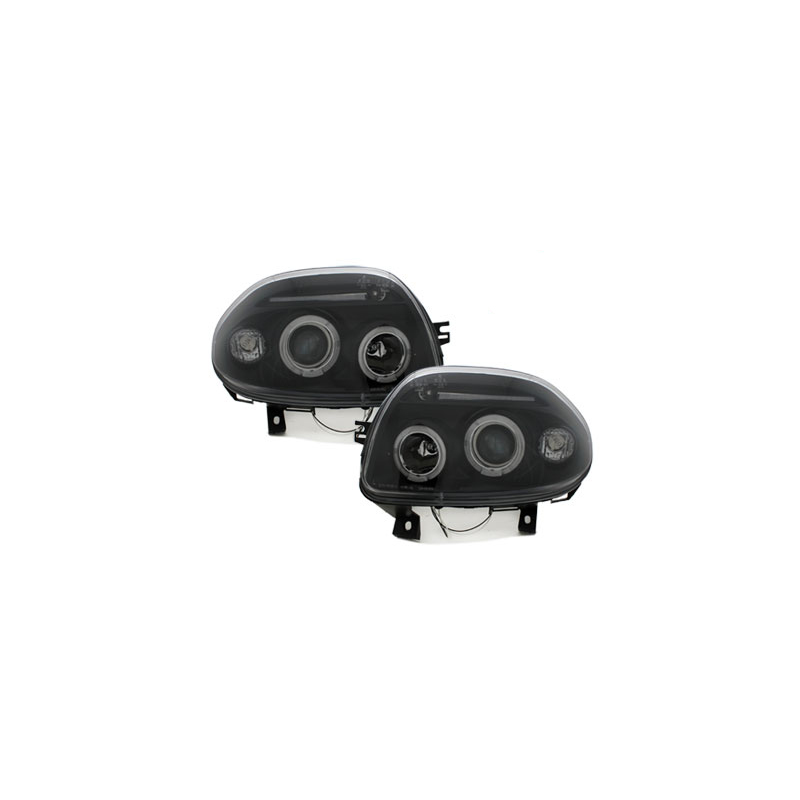 Phares Renault Clio II 98-01  avec 2 Anneaux lumineux Angel Eyes   Noir