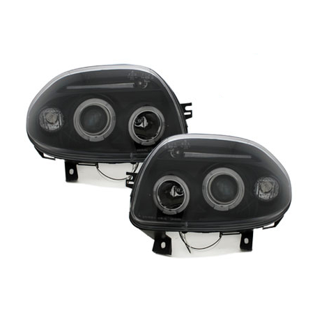 Phares Renault Clio II 98-01 avec 2 Anneaux lumineux Angel Eyes Noir Phares Renault Clio II 98-01 avec 2 Anneaux lumineux Angel Eyes Noir