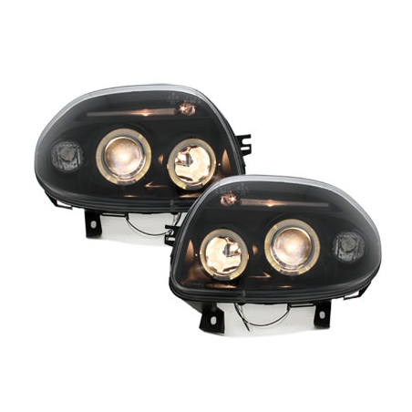 Phares Renault Clio II 98-01 avec 2 Anneaux lumineux Angel Eyes Noir Phares Renault Clio II 98-01 avec 2 Anneaux lumineux Angel Eyes Noir