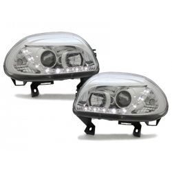 Phares DAYLINE Renault Clio II 98-01 avec Feux Diurne Led Chrome