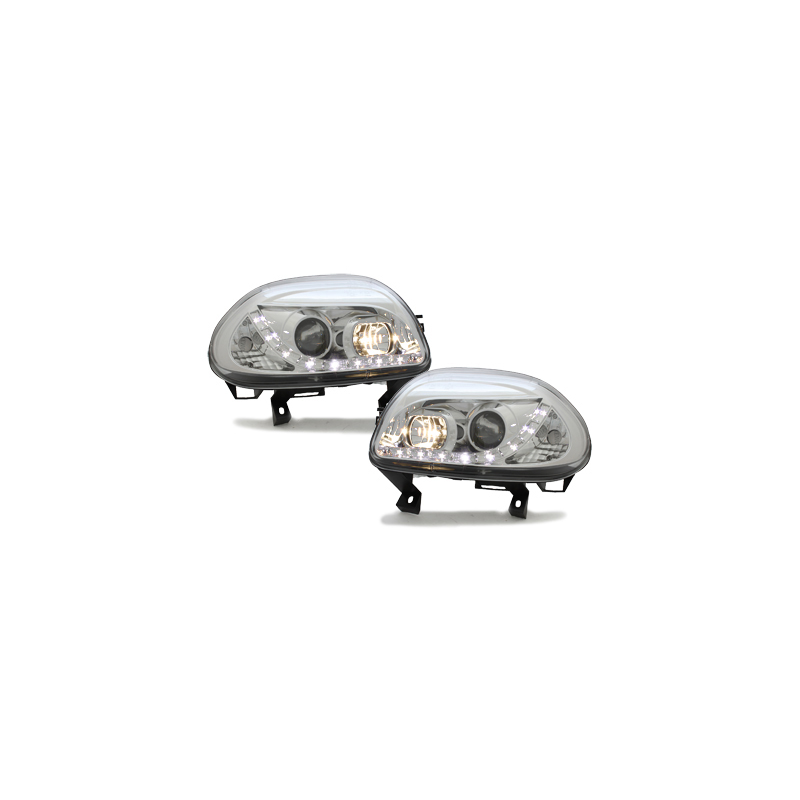 Phares DAYLINE Renault Clio II 98-01 avec Feux Diurne Led Chrome