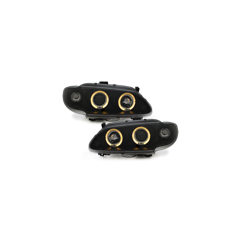 Phares Renault Megane 3/5T 96-99  avec anneaux lumineux angel eyes  Noir