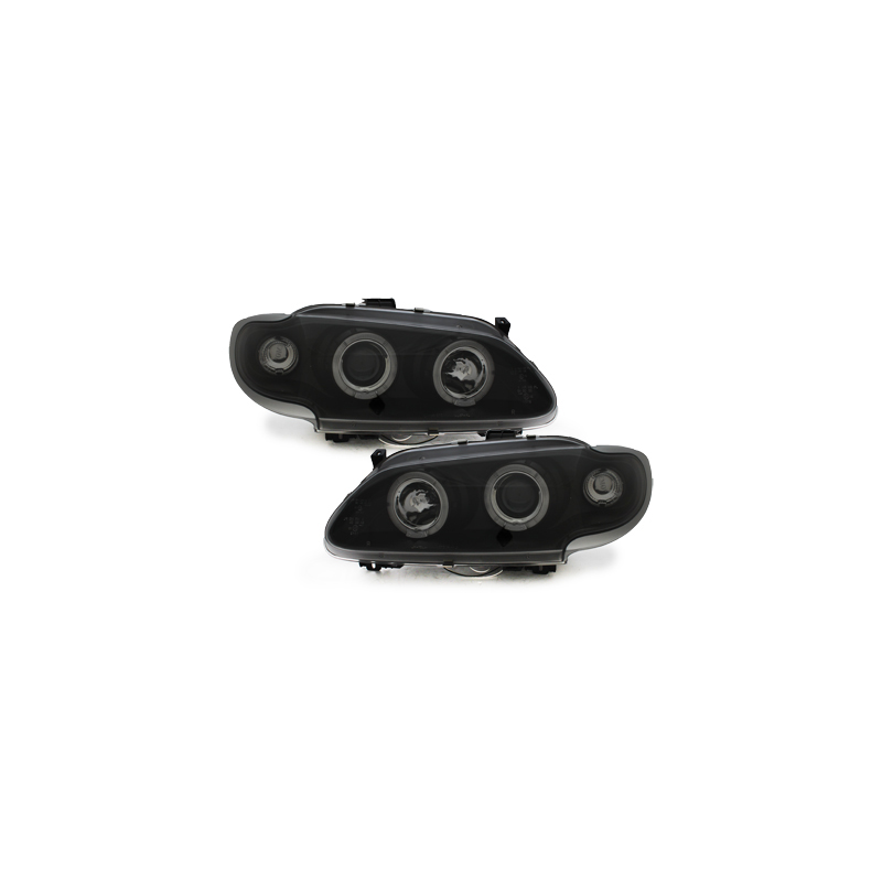 Phares Renault Megane 3/5T 96-99  avec anneaux lumineux angel eyes  Noir