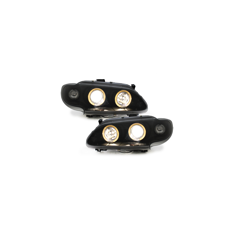 Phares Renault Megane 3/5T 96-99  avec anneaux lumineux angel eyes  Noir
