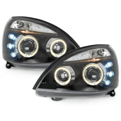 Phares Renault Clio MK3 01-05  avec 2 Anneaux lumineux Angel Eyes   Noir