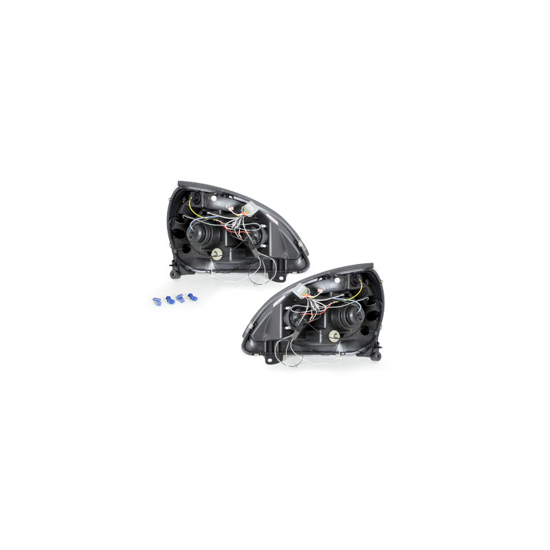 Phares Renault Clio MK3 01-05  avec 2 Anneaux lumineux Angel Eyes   Noir