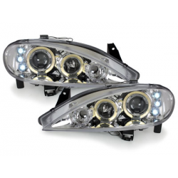 Phares Renault Megane 99-02  avec 2 Anneaux lumineux Angel Eyes   Chrome