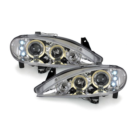 Phares Renault Megane 99-02  avec 2 Anneaux lumineux Angel Eyes   Chrome