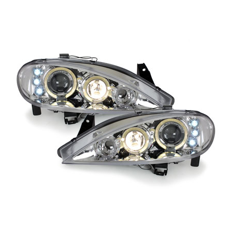 Phares Renault Megane 99-02  avec 2 Anneaux lumineux Angel Eyes   Chrome