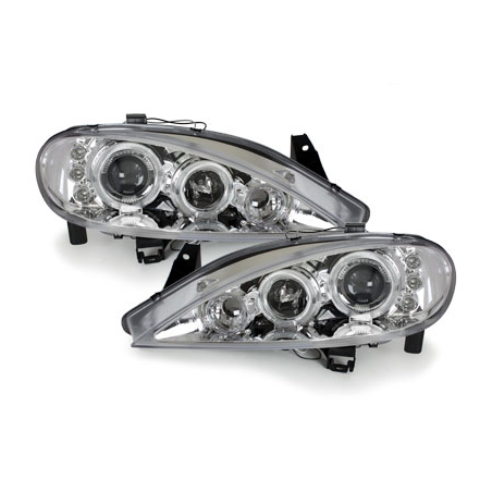 Phares Renault Megane 99-02  avec 2 Anneaux lumineux Angel Eyes   Chrome