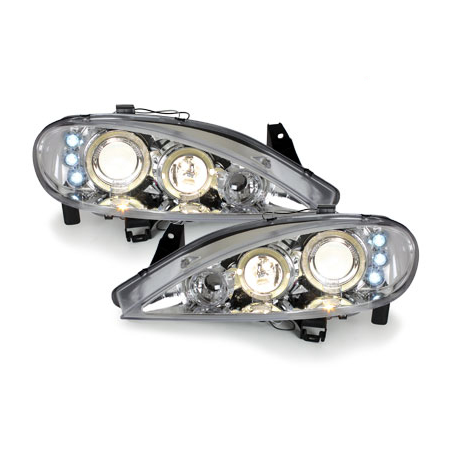 Phares Renault Megane 99-02  avec 2 Anneaux lumineux Angel Eyes   Chrome