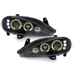 Phares Renault Megane 99-02  avec 2 Anneaux lumineux Angel Eyes   Noir