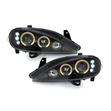 Phares Renault Megane 99-02  avec 2 Anneaux lumineux Angel Eyes   Noir