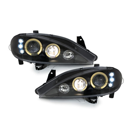 Phares Renault Megane 99-02  avec 2 Anneaux lumineux Angel Eyes   Noir