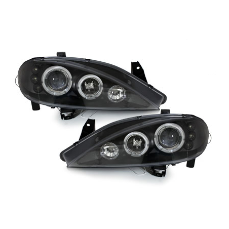 Phares Renault Megane 99-02  avec 2 Anneaux lumineux Angel Eyes   Noir