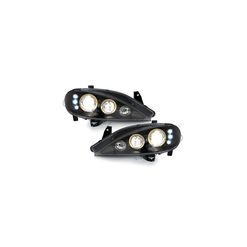 Phares Renault Megane 99-02  avec 2 Anneaux lumineux Angel Eyes   Noir