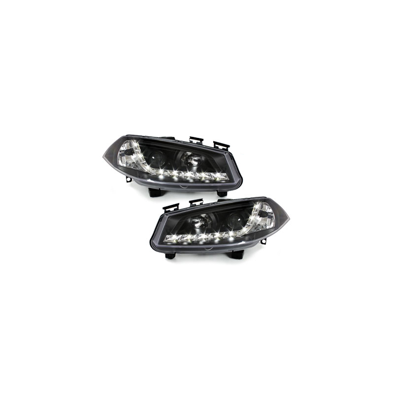Phares DAYLINE Renault Megane 03-06 avec feux diurne LED  Noir
