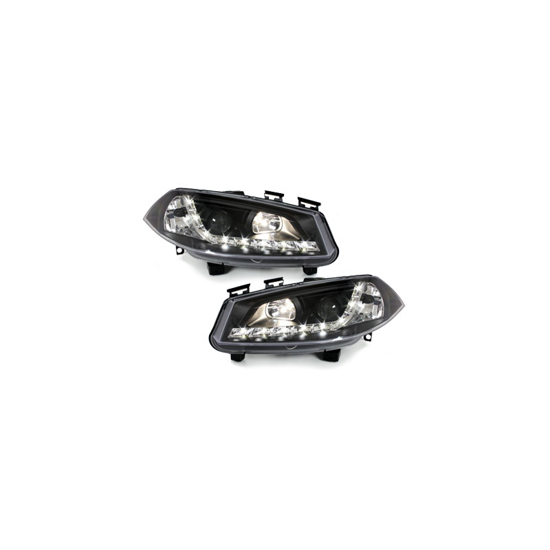 Phares DAYLINE Renault Megane 03-06 avec feux diurne LED  Noir