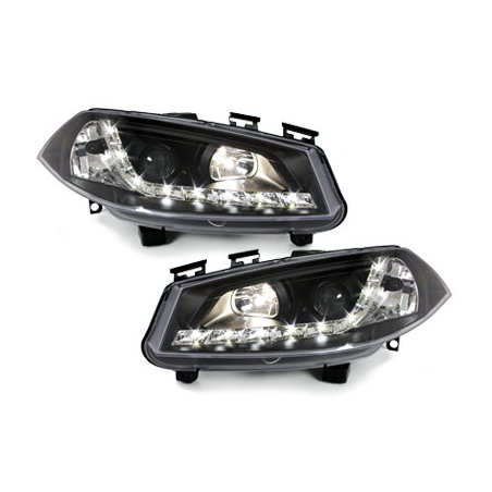 Phares DAYLINE Renault Megane 03-06 avec feux diurne LED  Noir