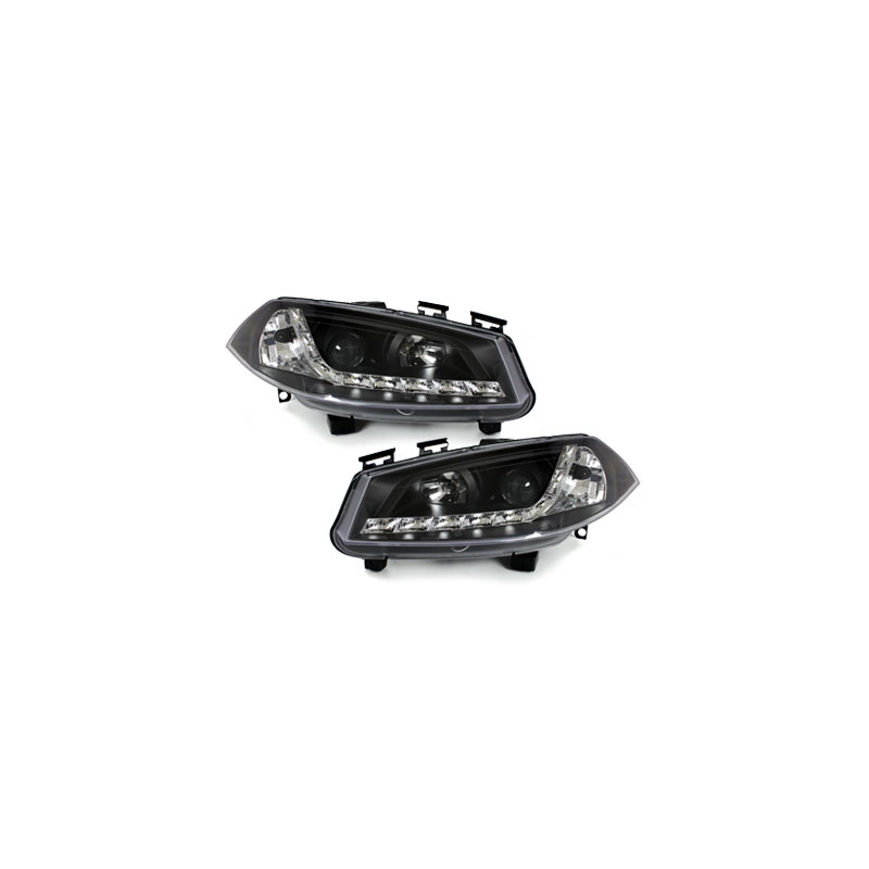 Phares DAYLINE Renault Megane 03-06 avec feux diurne LED  Noir
