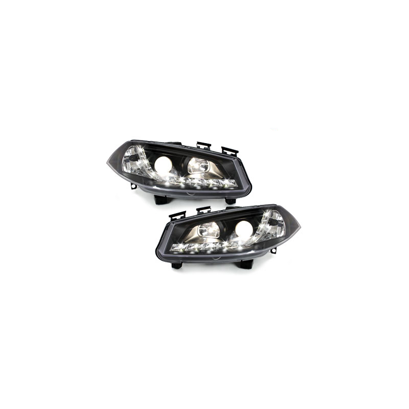 Phares DAYLINE Renault Megane 03-06 avec feux diurne LED  Noir