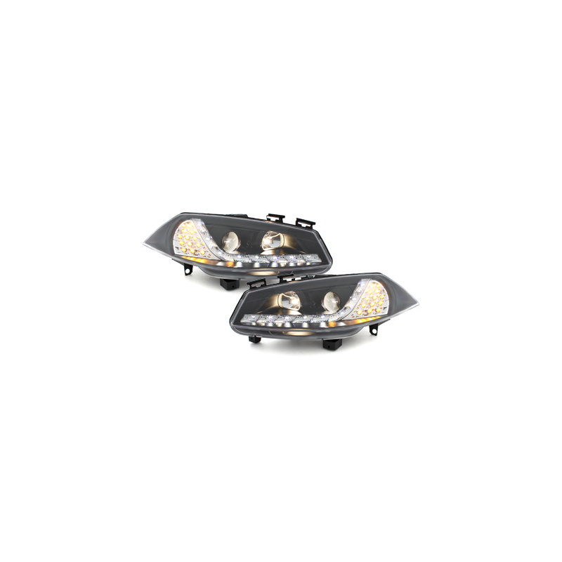 Phares DAYLINE Renault Megane 03-06 avec feux diurne LED  Noir