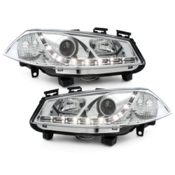 Phares DAYLINE Renault Megane 03-06  avec Feux Diurne LED  Chrome