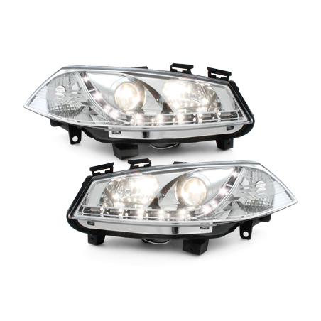 Phares DAYLINE Renault Megane 03-06  avec Feux Diurne LED  Chrome