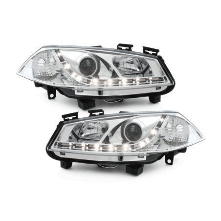 Phares DAYLINE Renault Megane 03-06  avec Feux Diurne LED  Chrome