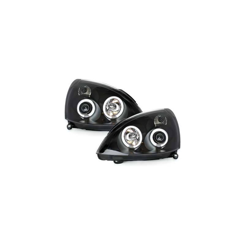 Phares Renault Clio MK3 01-05  avec anneaux lumineux angel eyes CCFL  Noir