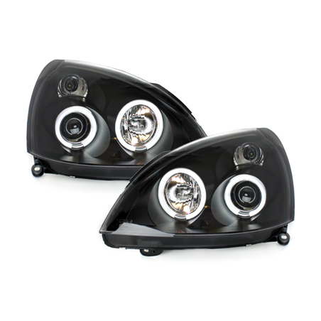 Phares Renault Clio MK3 01-05  avec anneaux lumineux angel eyes CCFL  Noir