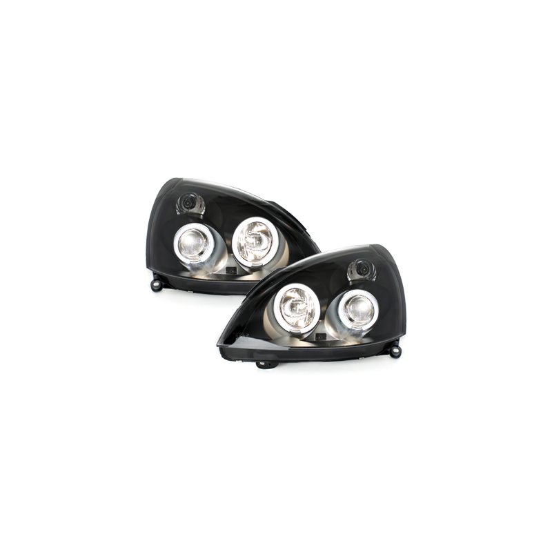 Phares Renault Clio MK3 01-05  avec anneaux lumineux angel eyes CCFL  Noir