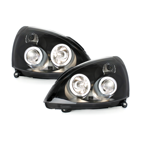 Phares Renault Clio MK3 01-05  avec anneaux lumineux angel eyes CCFL  Noir