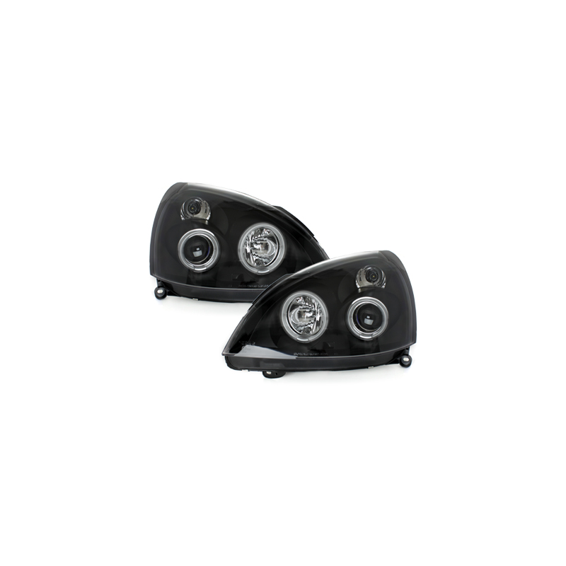 Phares Renault Clio MK3 01-05  avec anneaux lumineux angel eyes CCFL  Noir