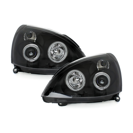 Phares Renault Clio MK3 01-05  avec anneaux lumineux angel eyes CCFL  Noir