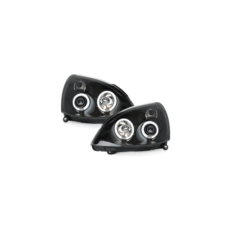Phares Renault Clio MK3 01-05  avec anneaux lumineux angel eyes CCFL  Noir