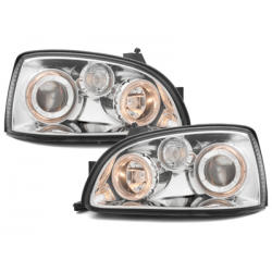 Phares Renault Clio 96-98  avec 2 Anneaux lumineux Angel Eyes  Chrome