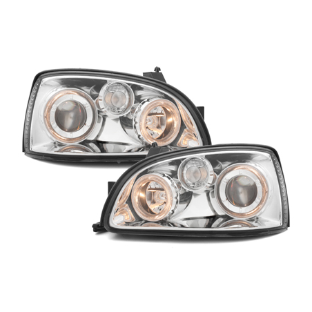 Phares Renault Clio 96-98  avec 2 Anneaux lumineux Angel Eyes  Chrome